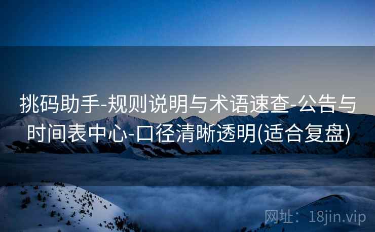 挑码助手-规则说明与术语速查-公告与时间表中心-口径清晰透明(适合复盘)